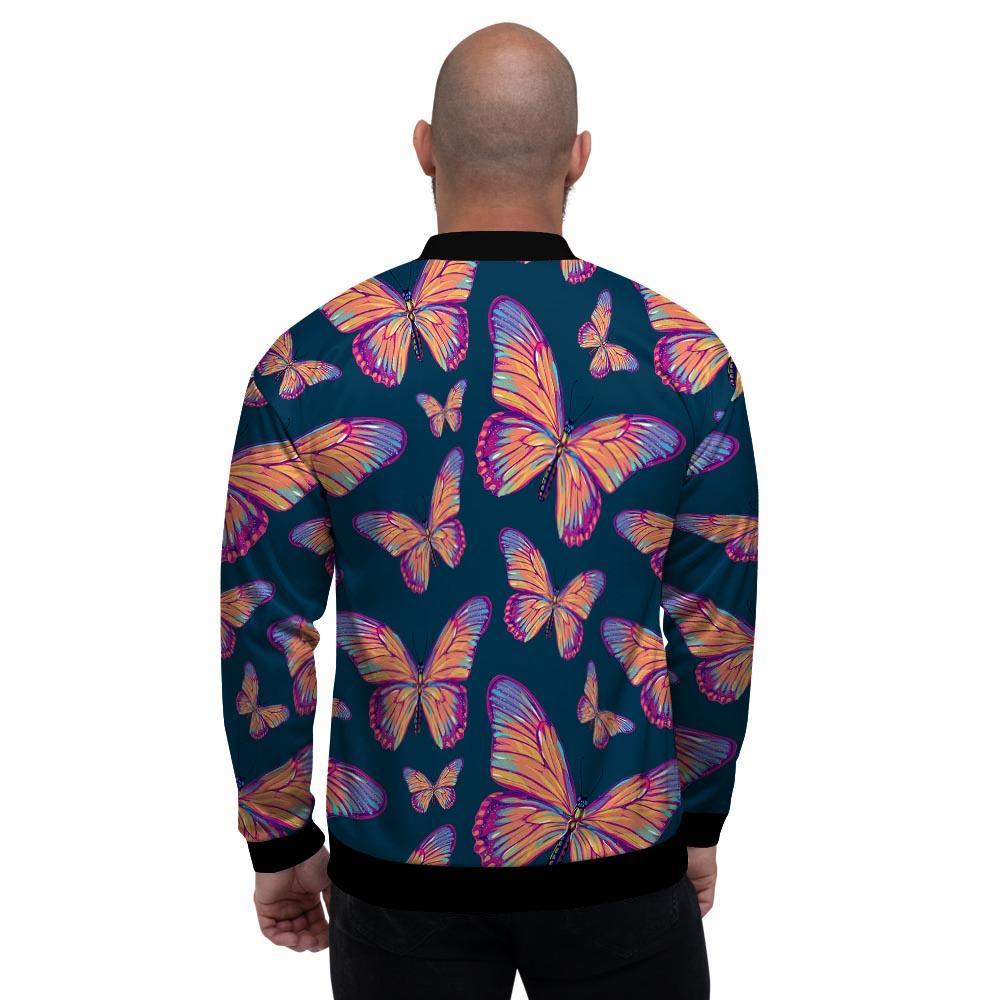 Watercolor Butterfly Print Men's Bomber Jacket-grizzshop