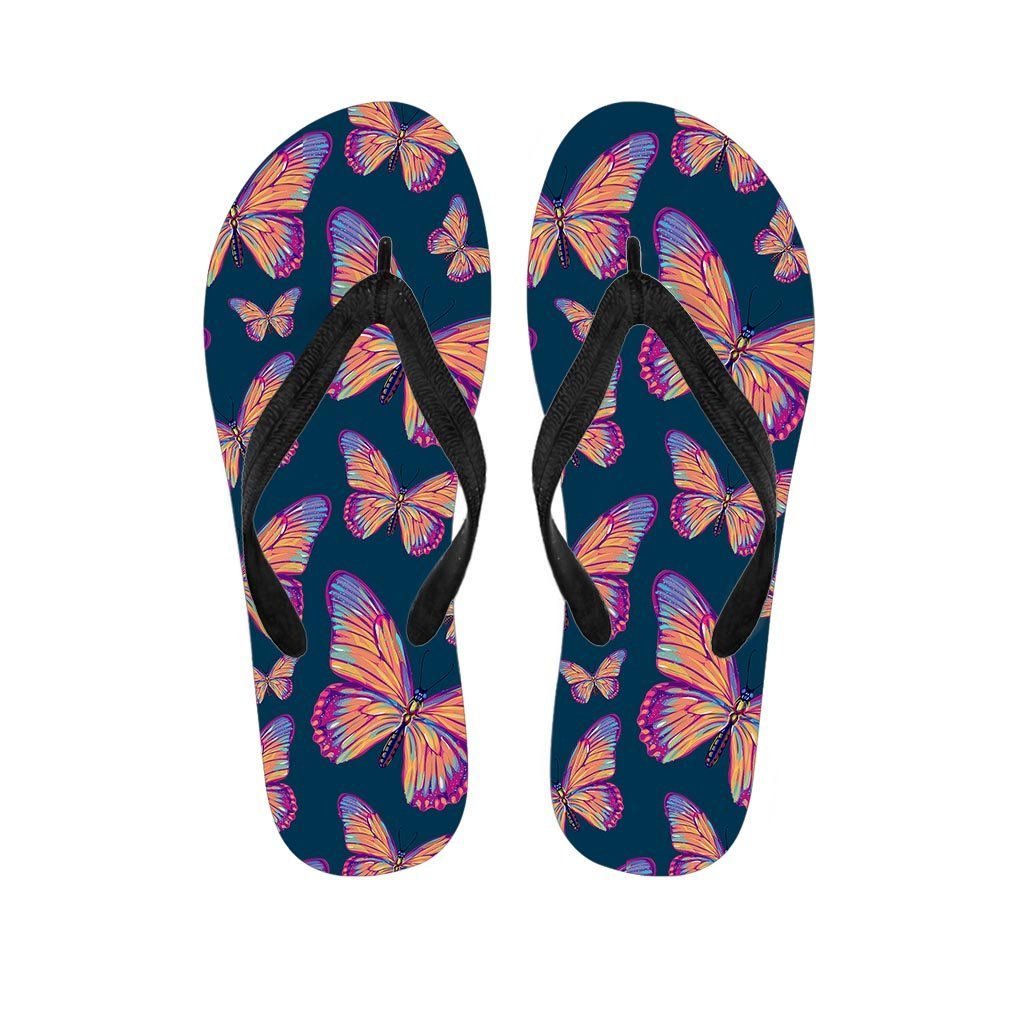 Watercolor Butterfly Print Men's Flip Flops-grizzshop