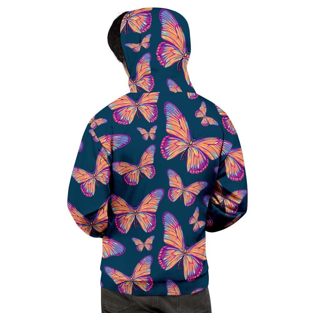 Watercolor Butterfly Print Men's Hoodie-grizzshop