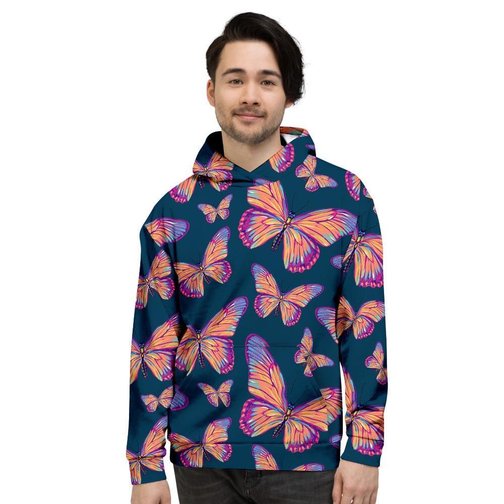 Watercolor Butterfly Print Men's Hoodie-grizzshop