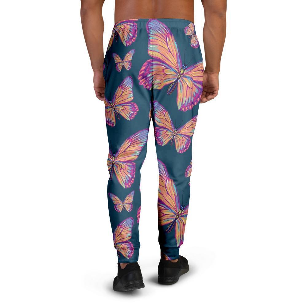 Watercolor Butterfly Print Men's Joggers-grizzshop