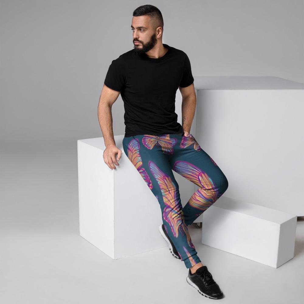 Watercolor Butterfly Print Men's Joggers-grizzshop