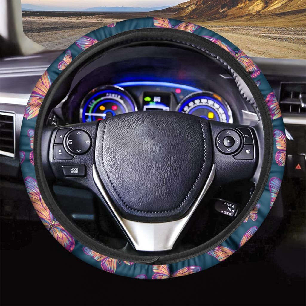 Watercolor Butterfly Print Steering Wheel Cover-grizzshop