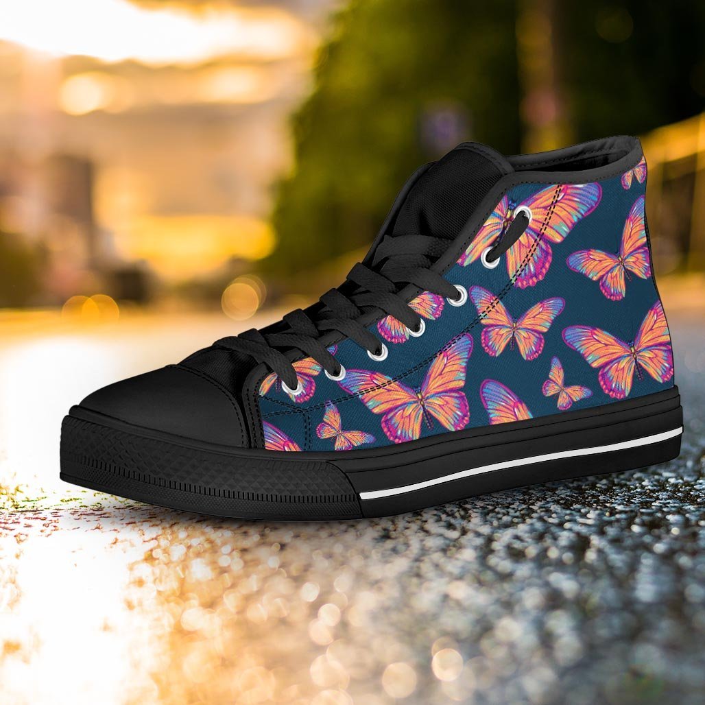 Watercolor Butterfly Print Women's High Top Shoes-grizzshop
