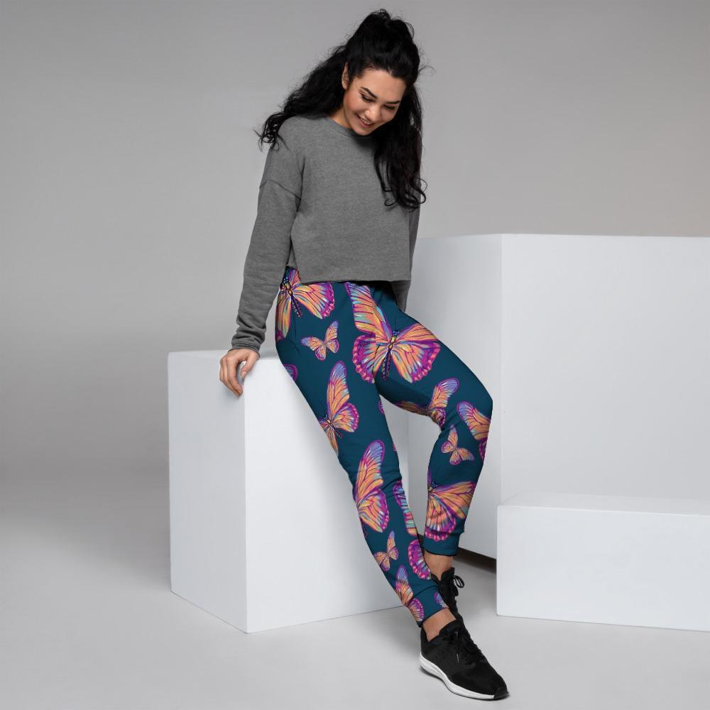 Watercolor Butterfly Print Women's Joggers-grizzshop