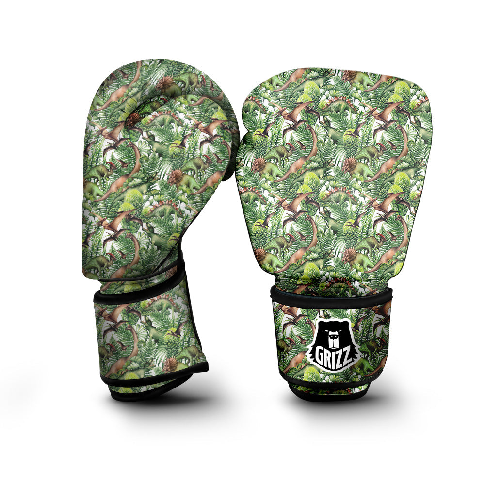 Watercolor Dinosaurs Plants Print Pattern Boxing Gloves-grizzshop