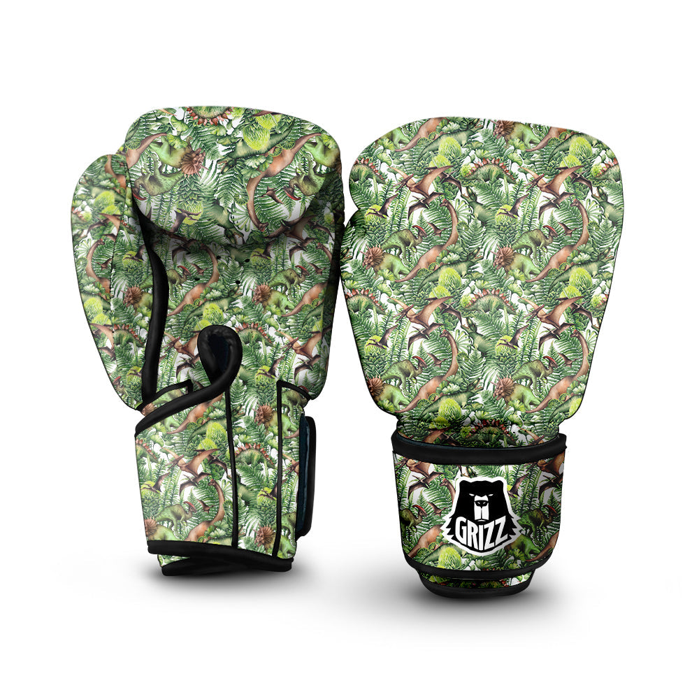 Watercolor Dinosaurs Plants Print Pattern Boxing Gloves-grizzshop