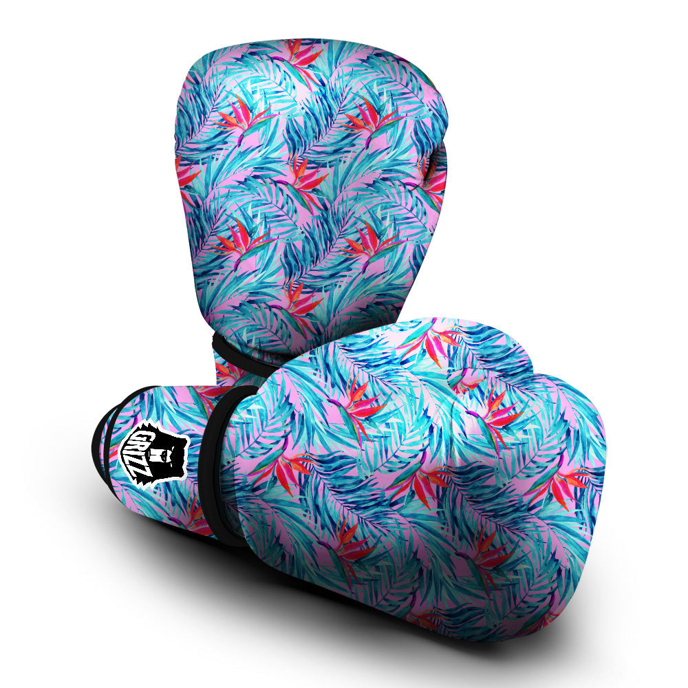Watercolor Hawaiian Pink And Blue Print Boxing Gloves-grizzshop