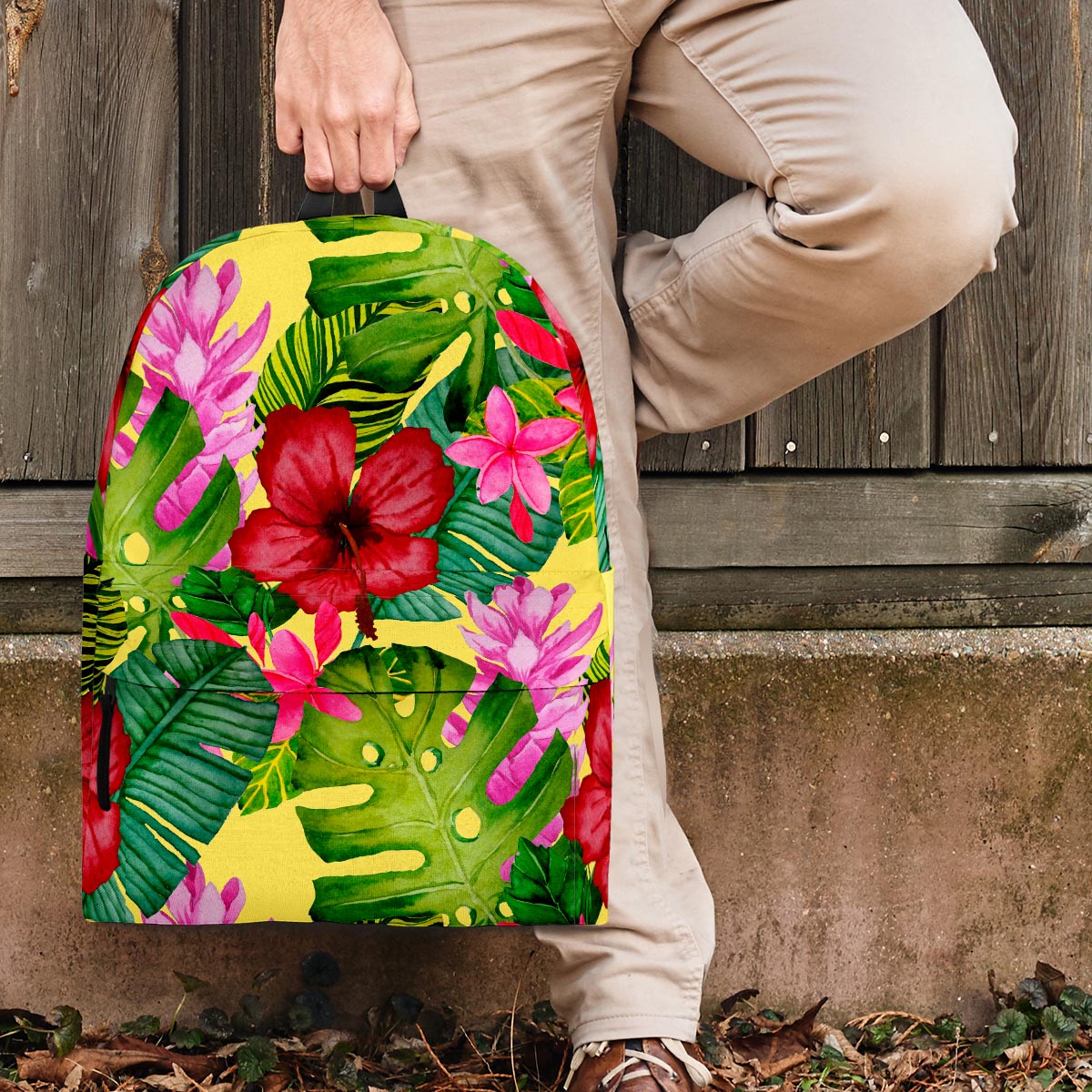 Watercolor Hibiscus Floral Hawaiian Print Backpack-grizzshop