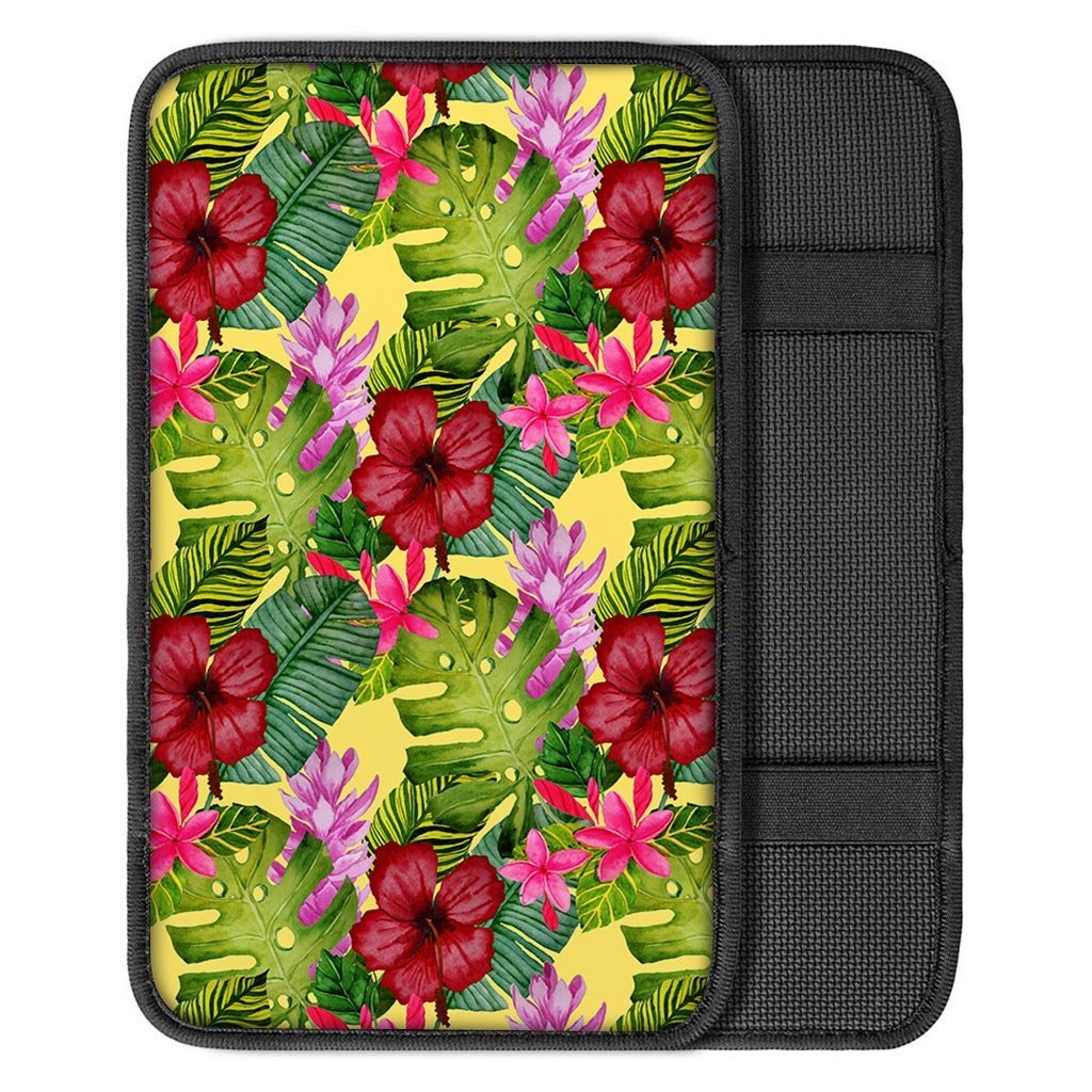 Watercolor Hibiscus Floral Hawaiian Print Car Console Cover-grizzshop