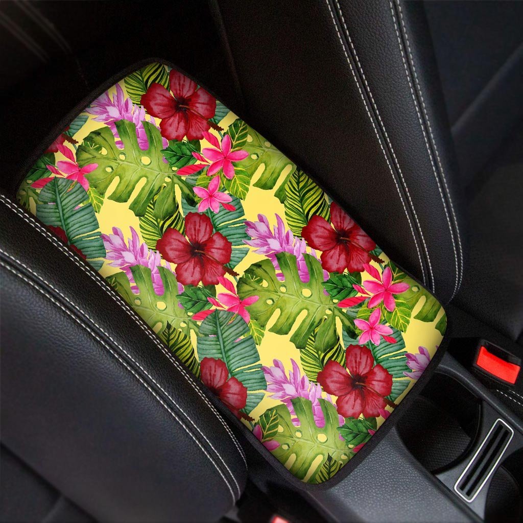 Watercolor Hibiscus Floral Hawaiian Print Car Console Cover-grizzshop