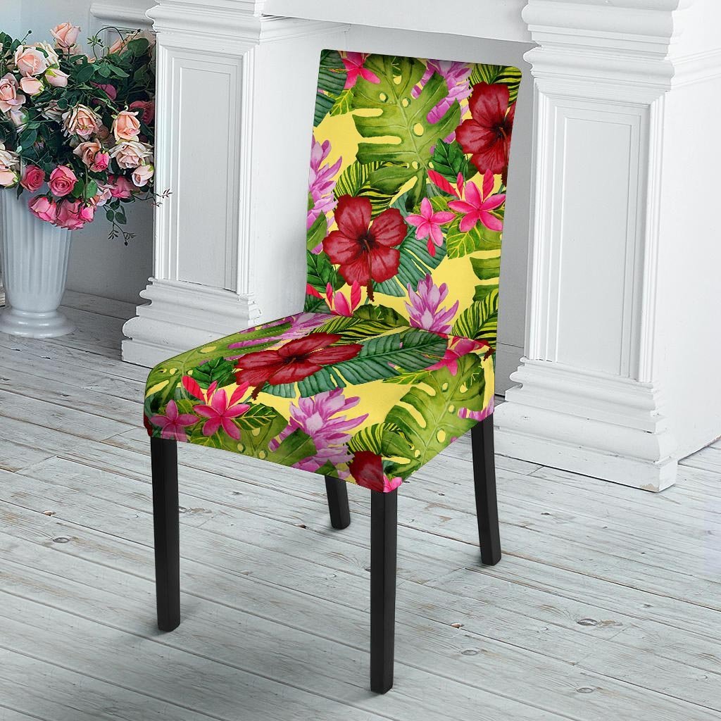 Watercolor Hibiscus Floral Hawaiian Print Chair Cover-grizzshop