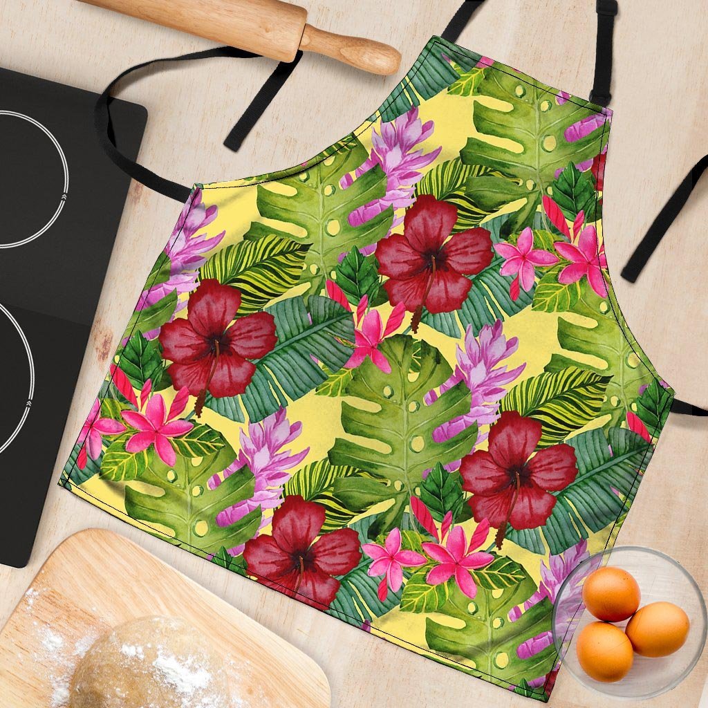 Watercolor Hibiscus Floral Hawaiian Print Women's Apron-grizzshop