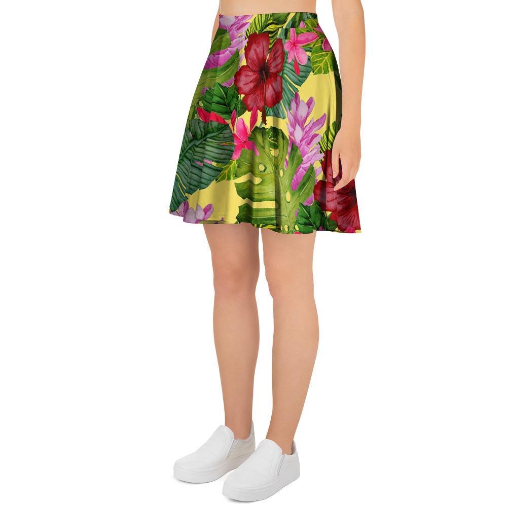 Watercolor Hibiscus Floral Hawaiian Print Women's Skirt-grizzshop