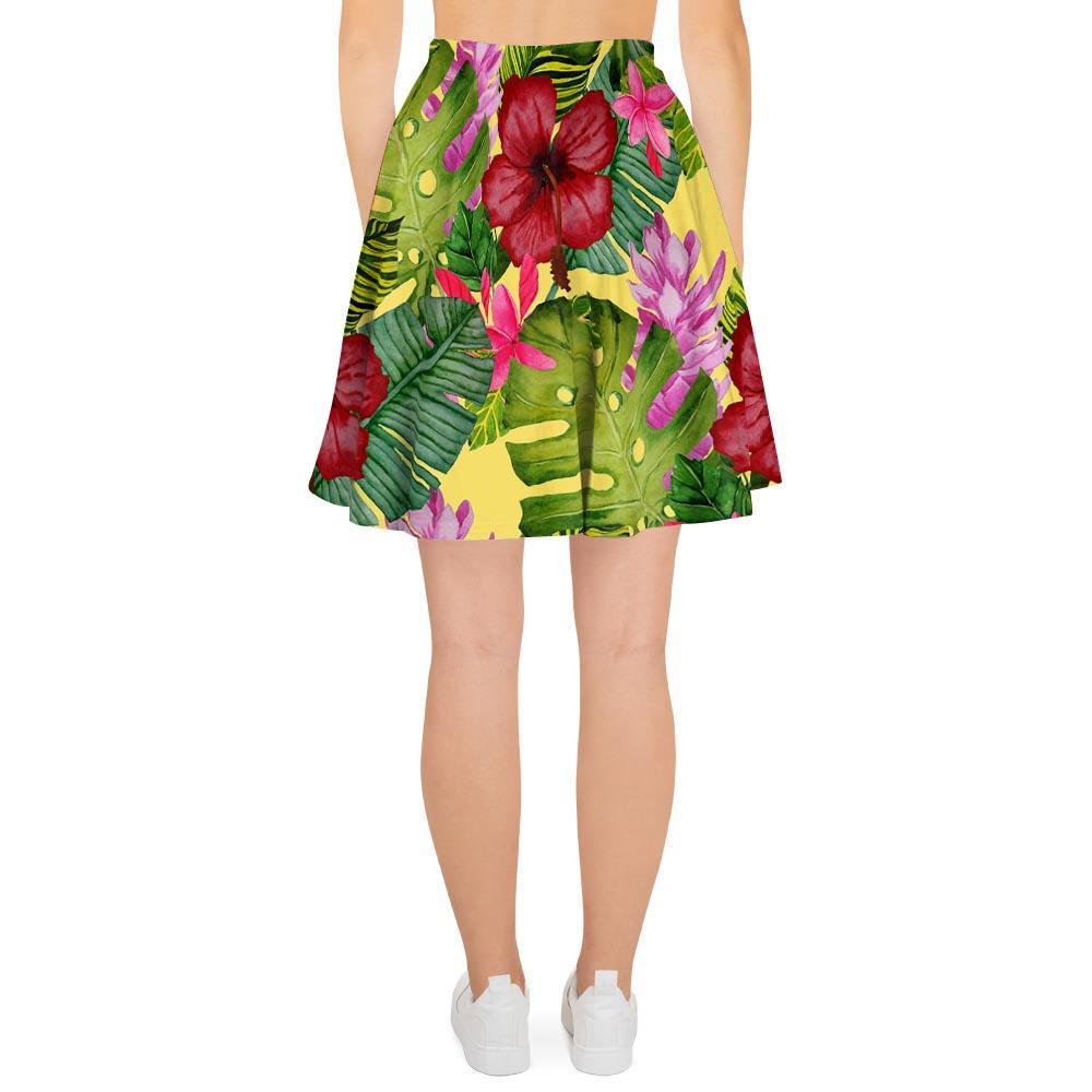 Watercolor Hibiscus Floral Hawaiian Print Women's Skirt-grizzshop