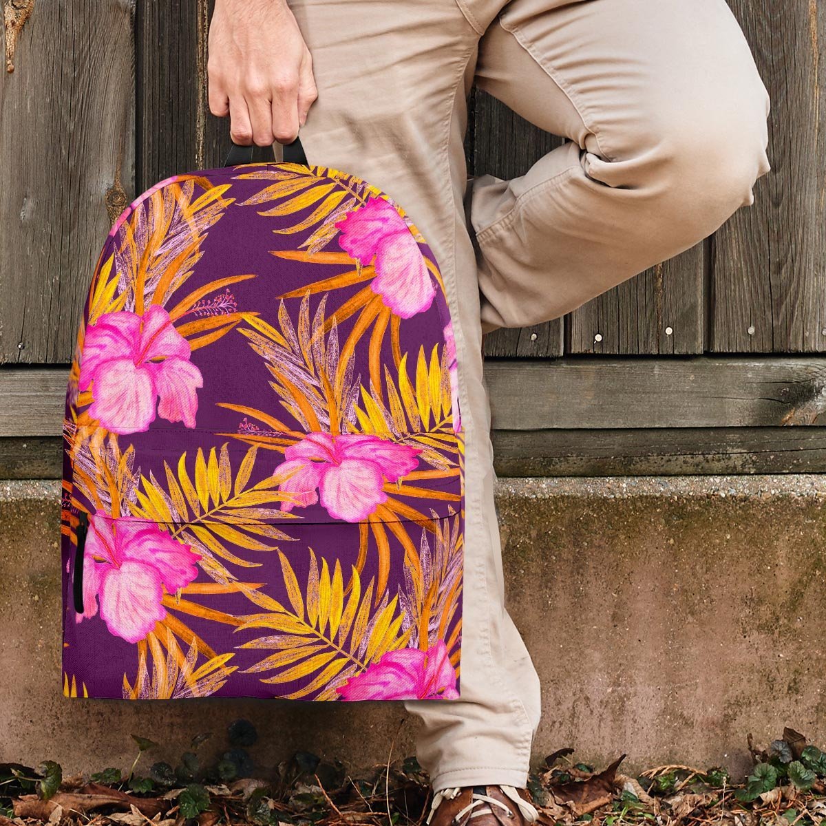 Watercolor Hibiscus Flower Hawaiian Print Backpack-grizzshop