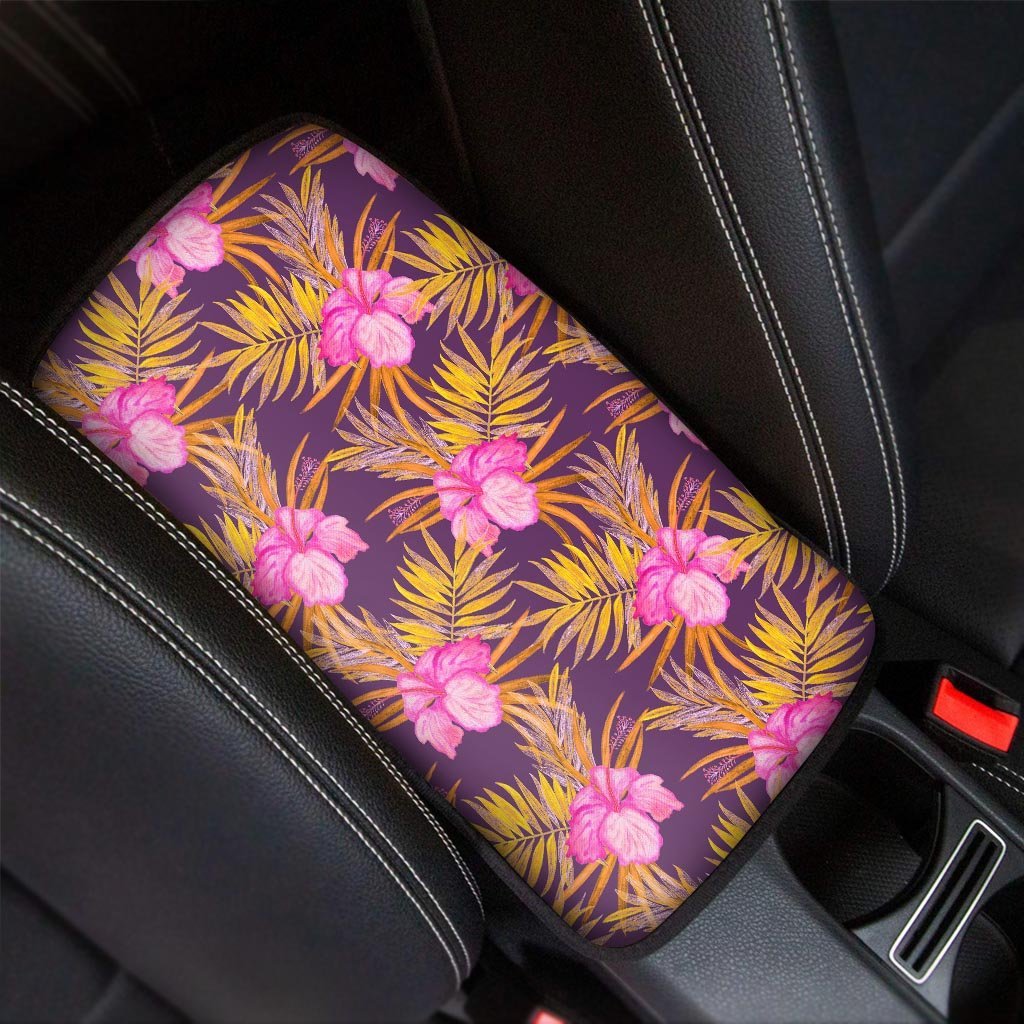 Watercolor Hibiscus Flower Hawaiian Print Car Console Cover-grizzshop