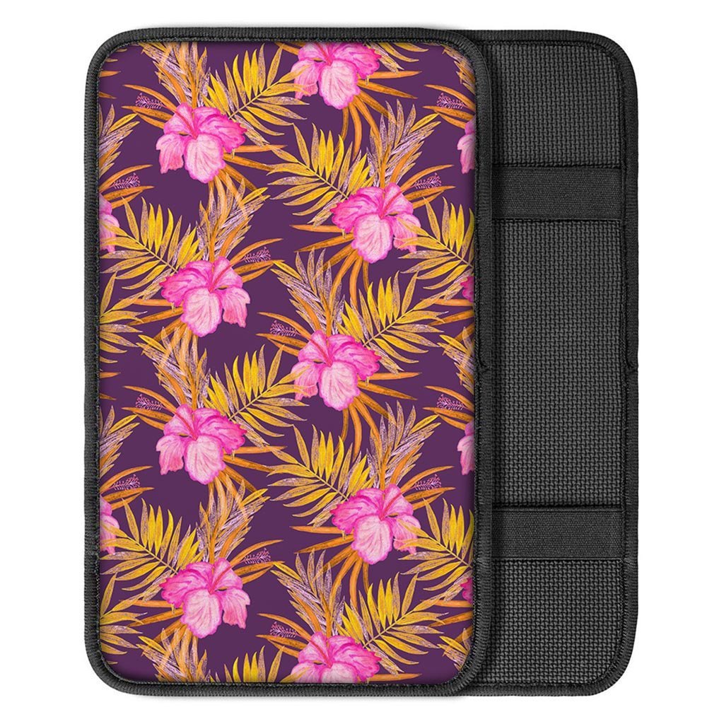 Watercolor Hibiscus Flower Hawaiian Print Car Console Cover-grizzshop