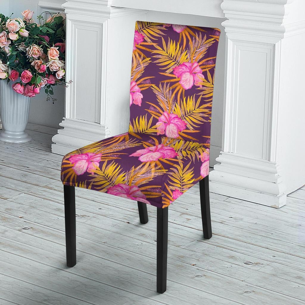 Watercolor Hibiscus Flower Hawaiian Print Chair Cover-grizzshop