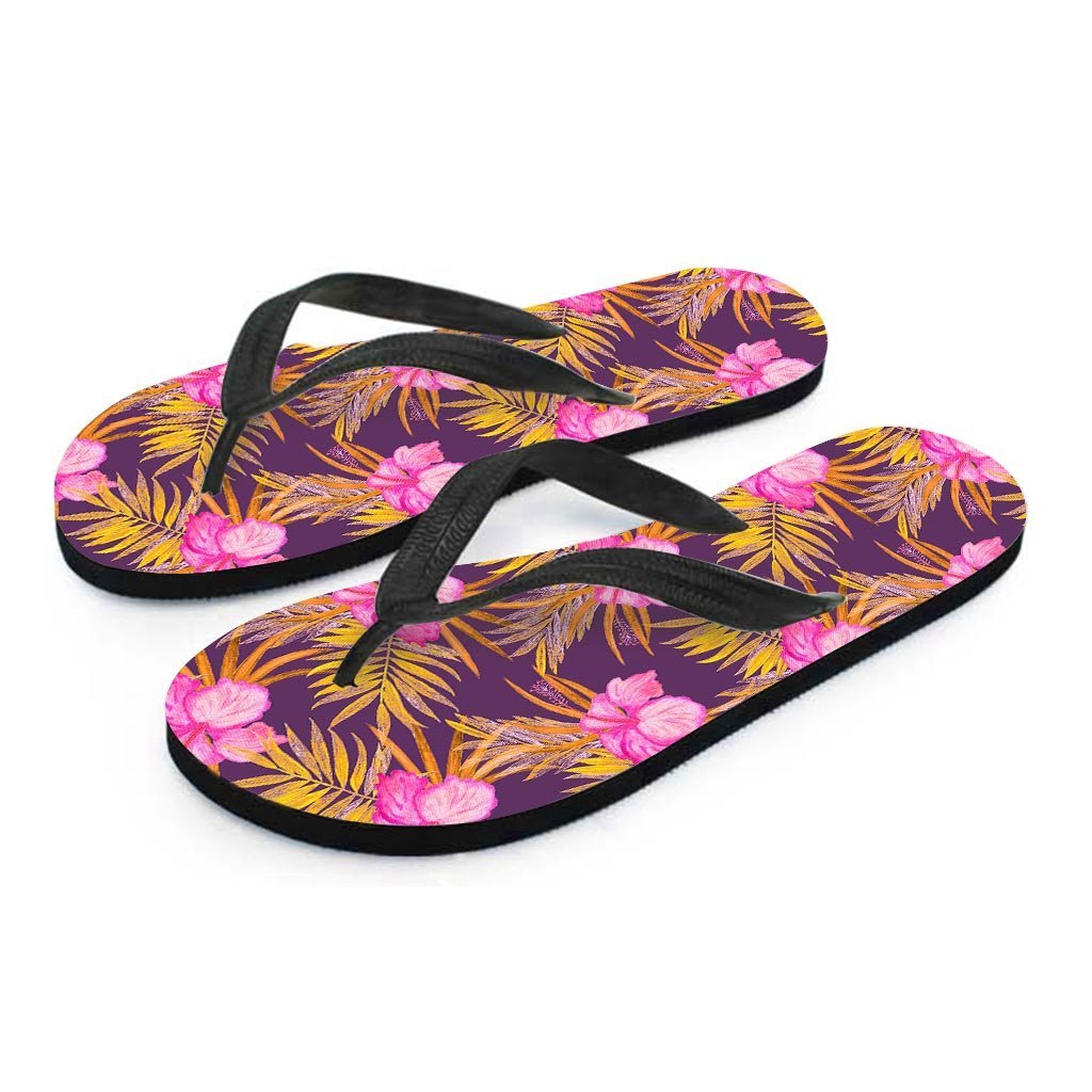 Watercolor Hibiscus Flower Hawaiian Print Women's Flip Flops-grizzshop