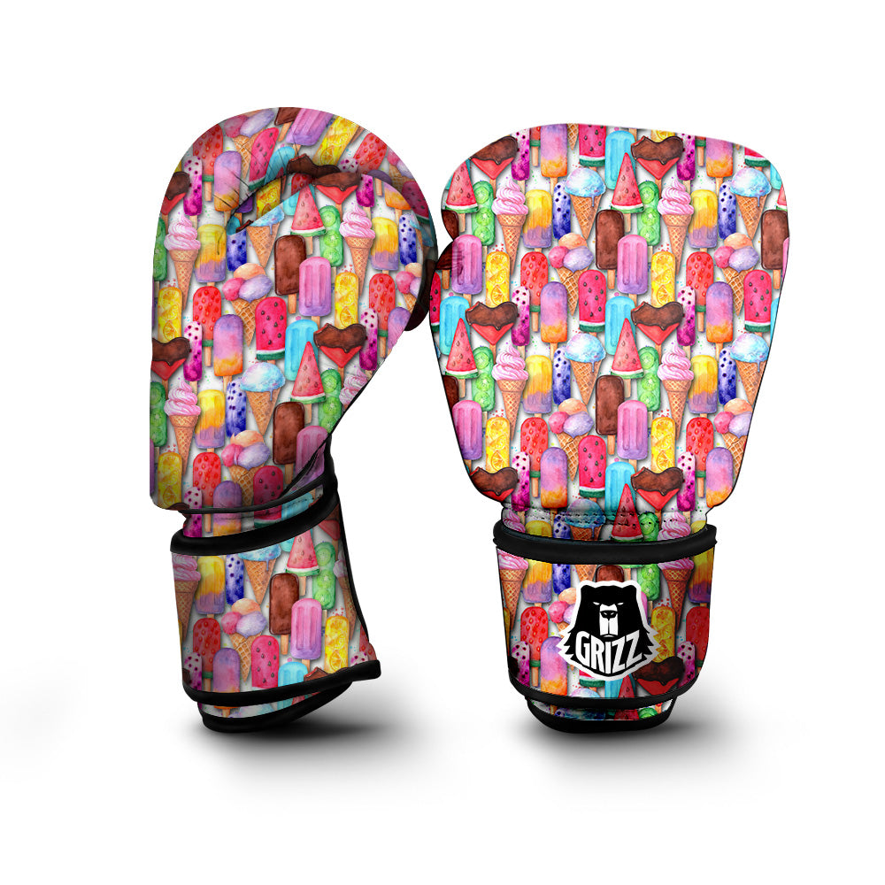 Watercolor Ice Cream Print Pattern Boxing Gloves-grizzshop