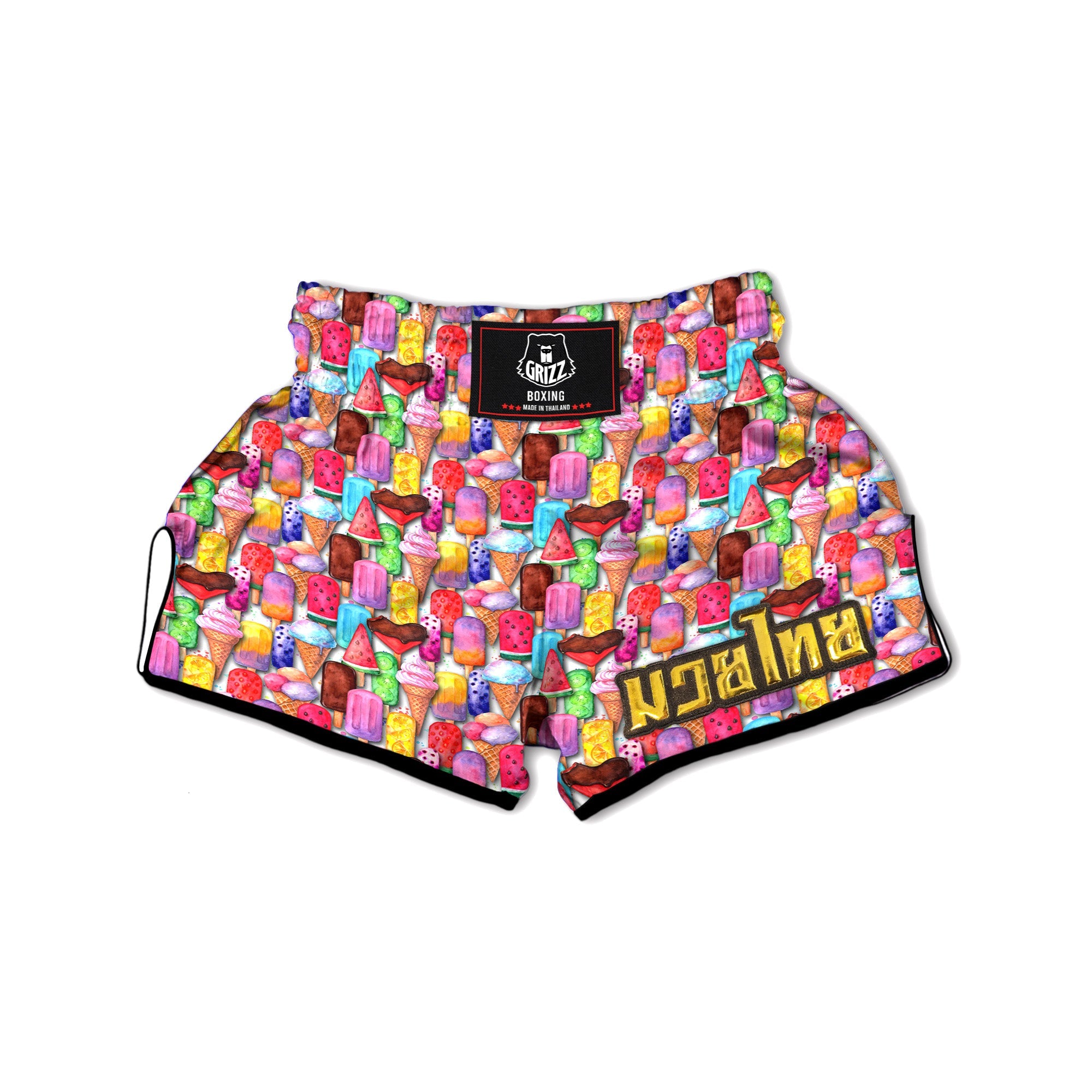 Watercolor Ice Cream Print Pattern Muay Thai Boxing Shorts-grizzshop