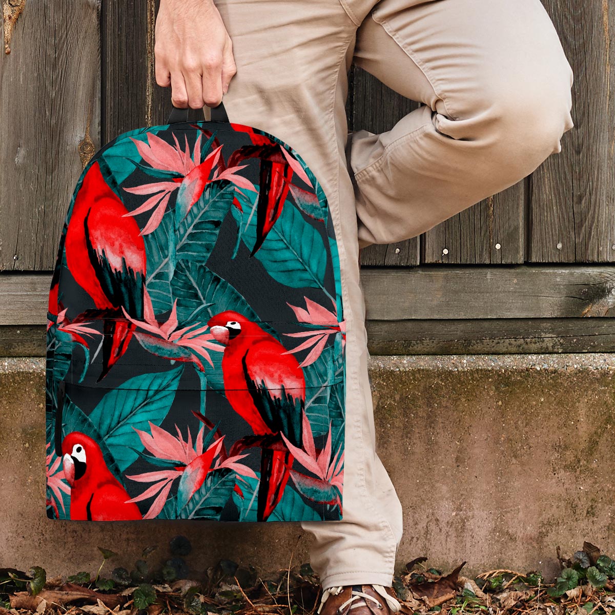Watercolor Parrot Tropical Print Backpack-grizzshop