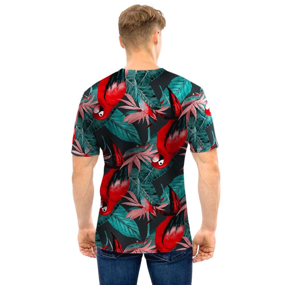 Watercolor Parrot Tropical Print Men T Shirt-grizzshop