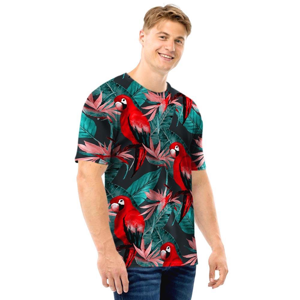 Watercolor Parrot Tropical Print Men T Shirt-grizzshop