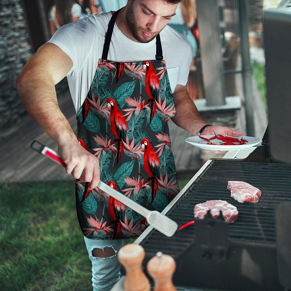 Watercolor Parrot Tropical Print Men's Apron-grizzshop