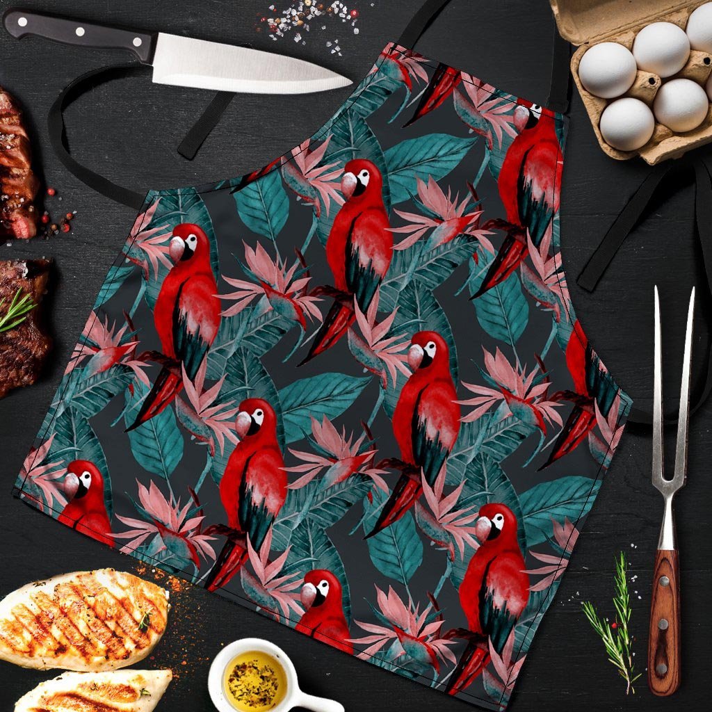 Watercolor Parrot Tropical Print Men's Apron-grizzshop