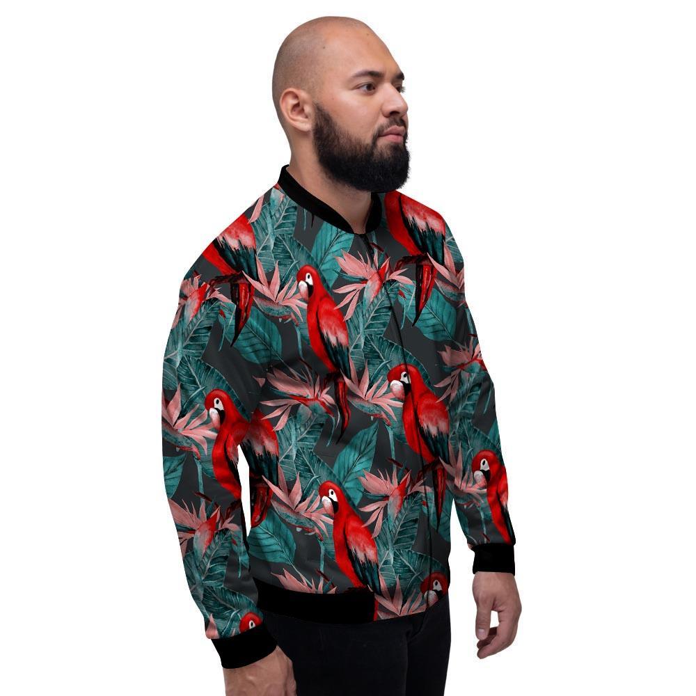 Watercolor Parrot Tropical Print Men's Bomber Jacket-grizzshop