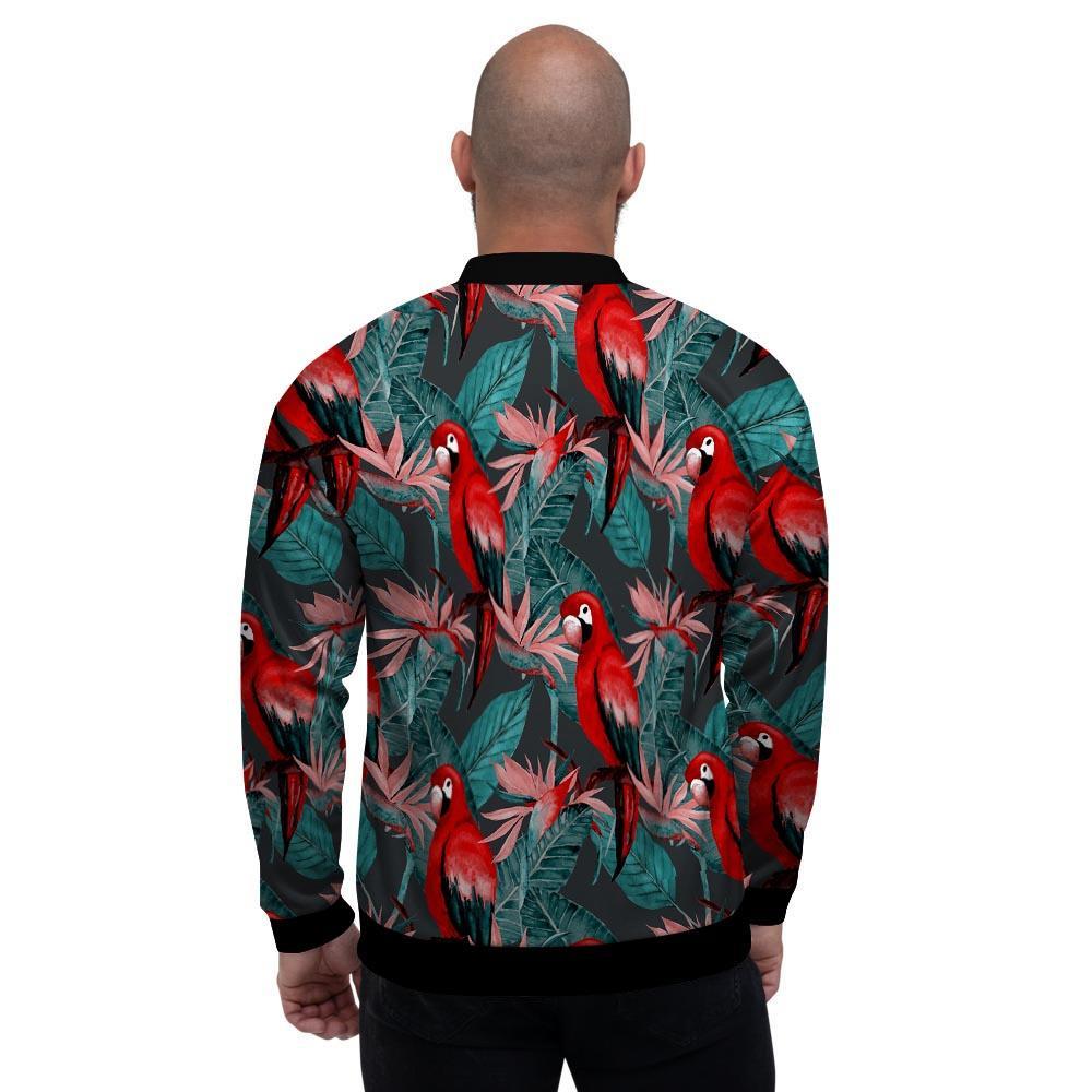 Watercolor Parrot Tropical Print Men's Bomber Jacket-grizzshop