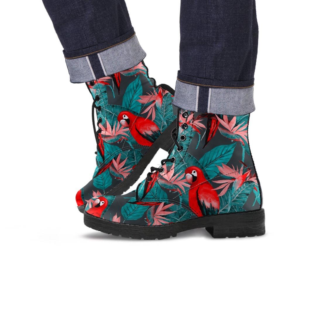 Watercolor Parrot Tropical Print Men's Boots-grizzshop