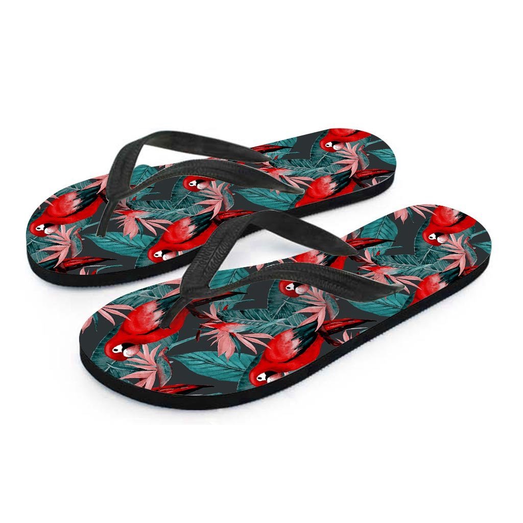 Watercolor Parrot Tropical Print Men's Flip Flops-grizzshop