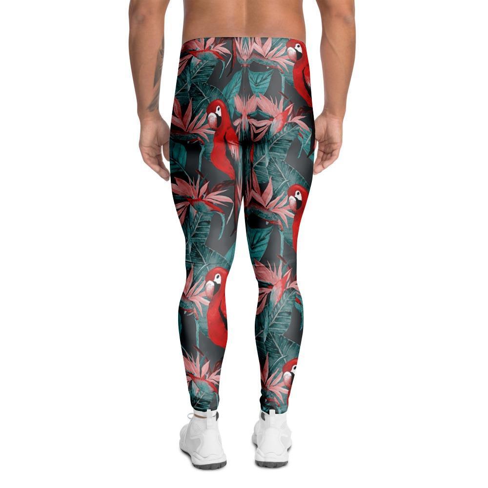 Watercolor Parrot Tropical Print Men's Leggings-grizzshop