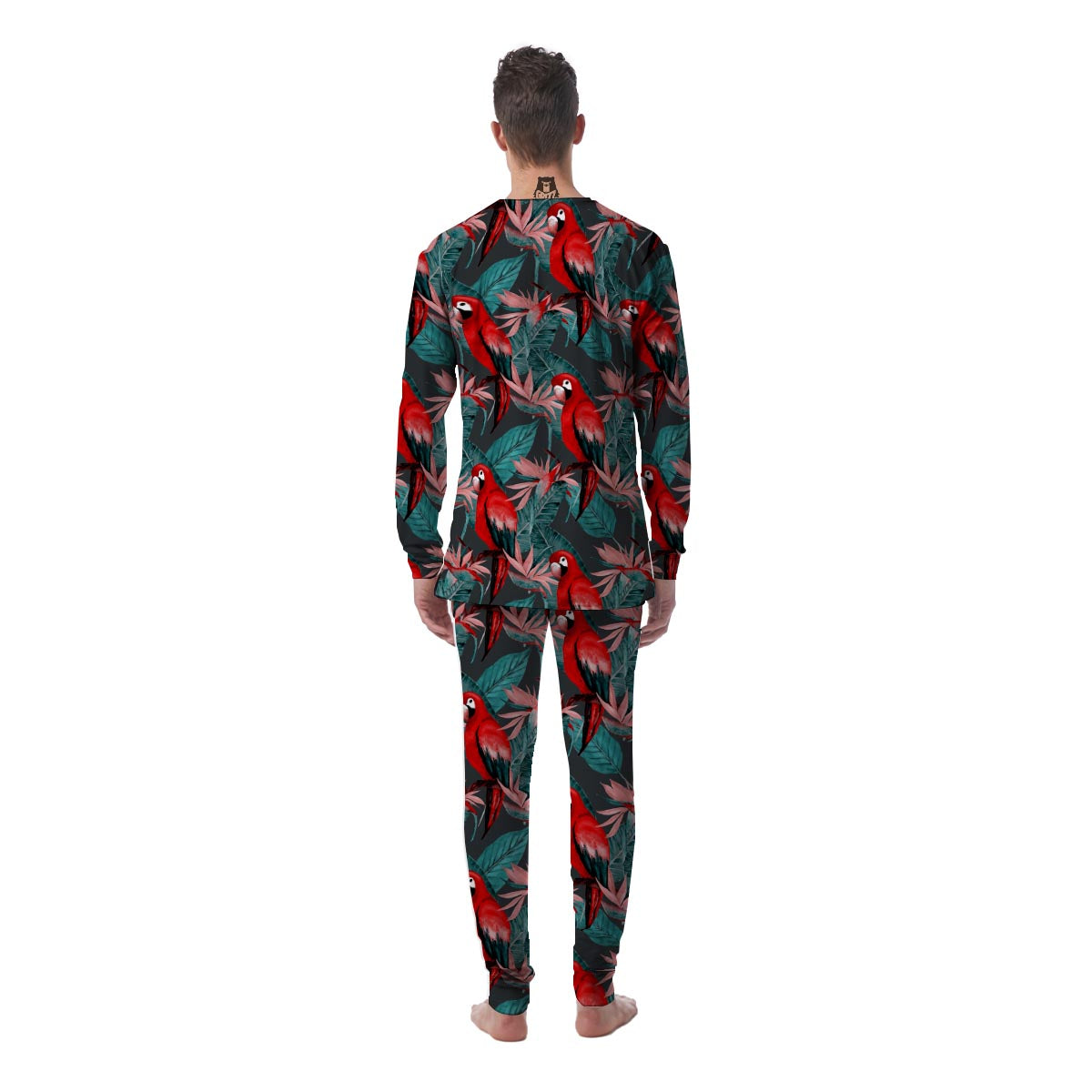 Watercolor Parrot Tropical Print Men's Pajamas-grizzshop