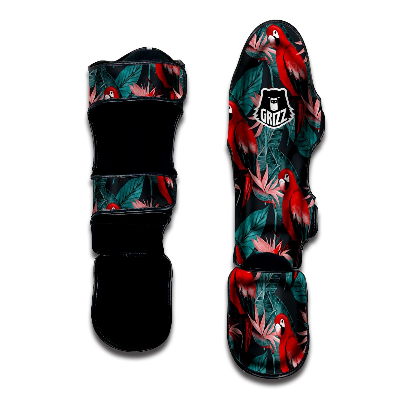Watercolor Parrot Tropical Print Muay Thai Shin Guard-grizzshop