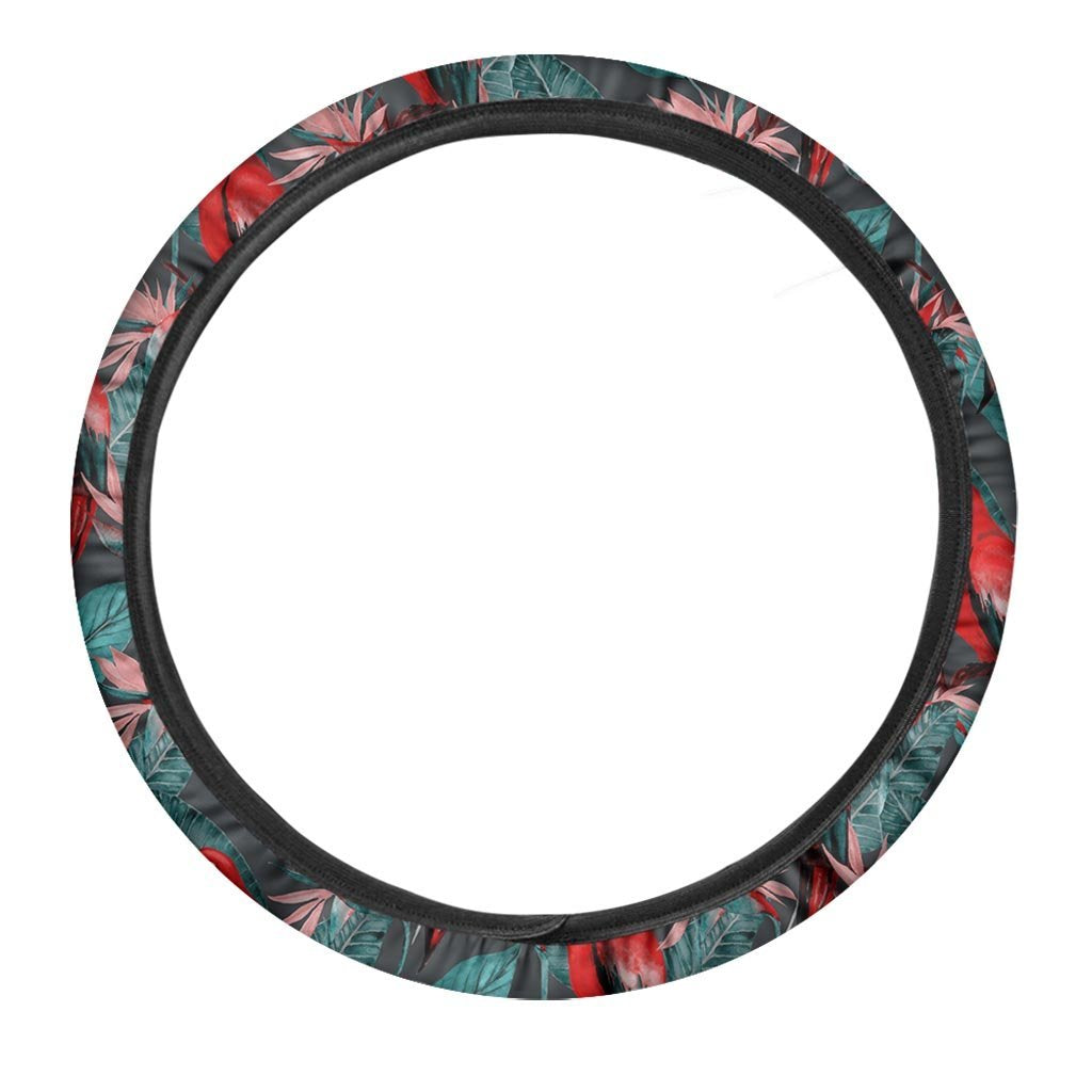 Watercolor Parrot Tropical Print Steering Wheel Cover-grizzshop