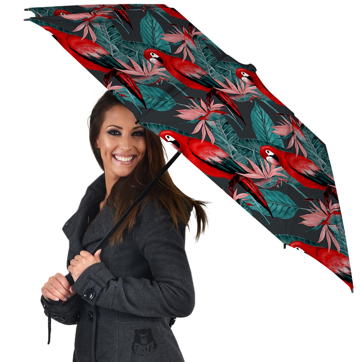 Watercolor Parrot Tropical Print Umbrella-grizzshop