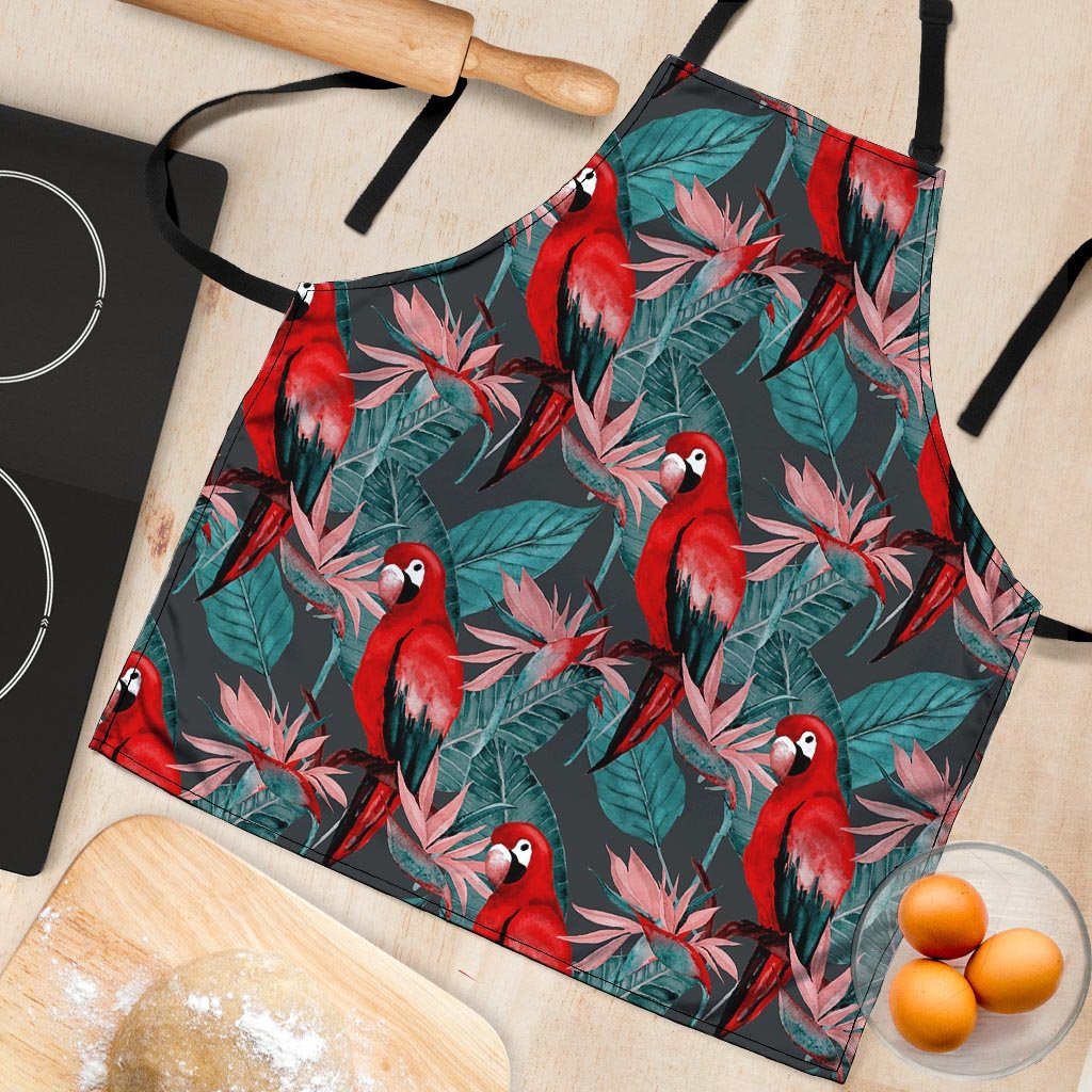 Watercolor Parrot Tropical Print Women's Apron-grizzshop