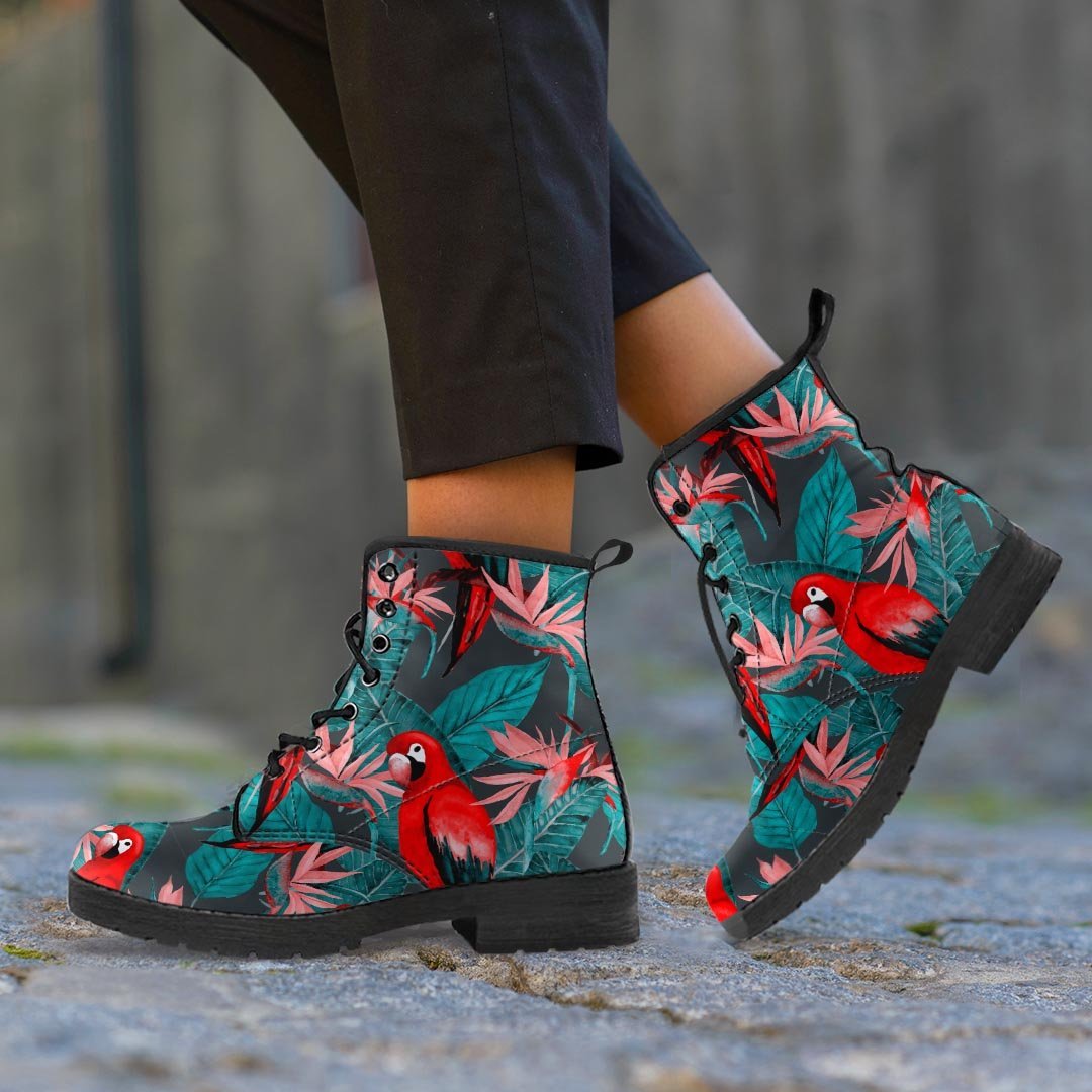 Watercolor Parrot Tropical Print Women's Boots-grizzshop