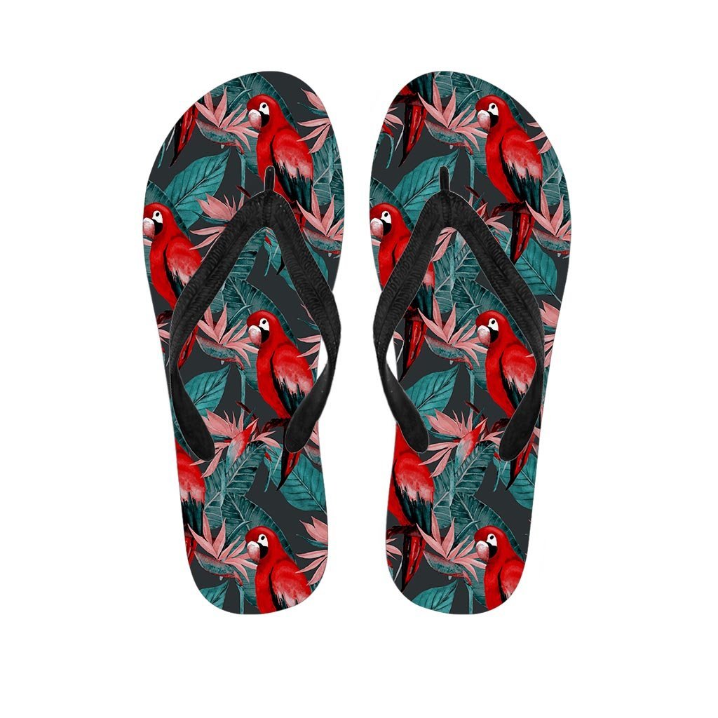 Watercolor Parrot Tropical Print Women's Flip Flops-grizzshop