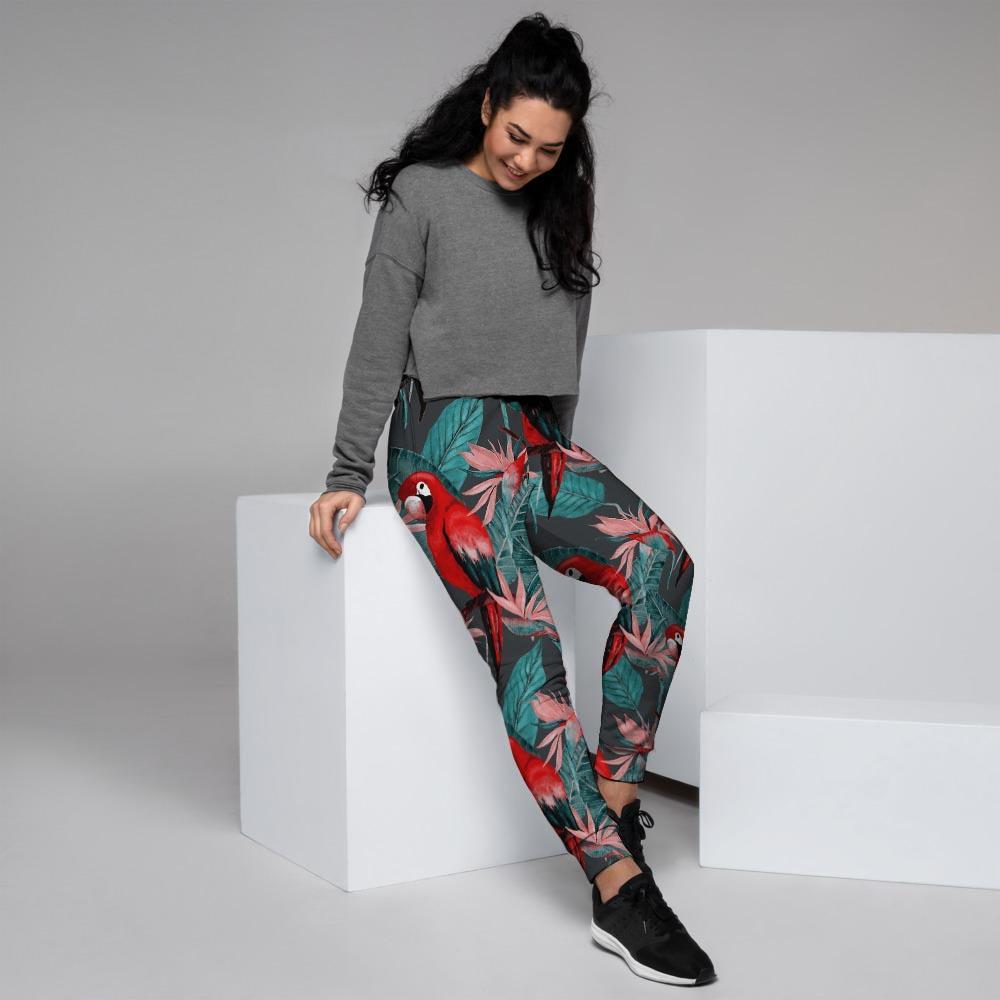 Watercolor Parrot Tropical Print Women's Joggers-grizzshop