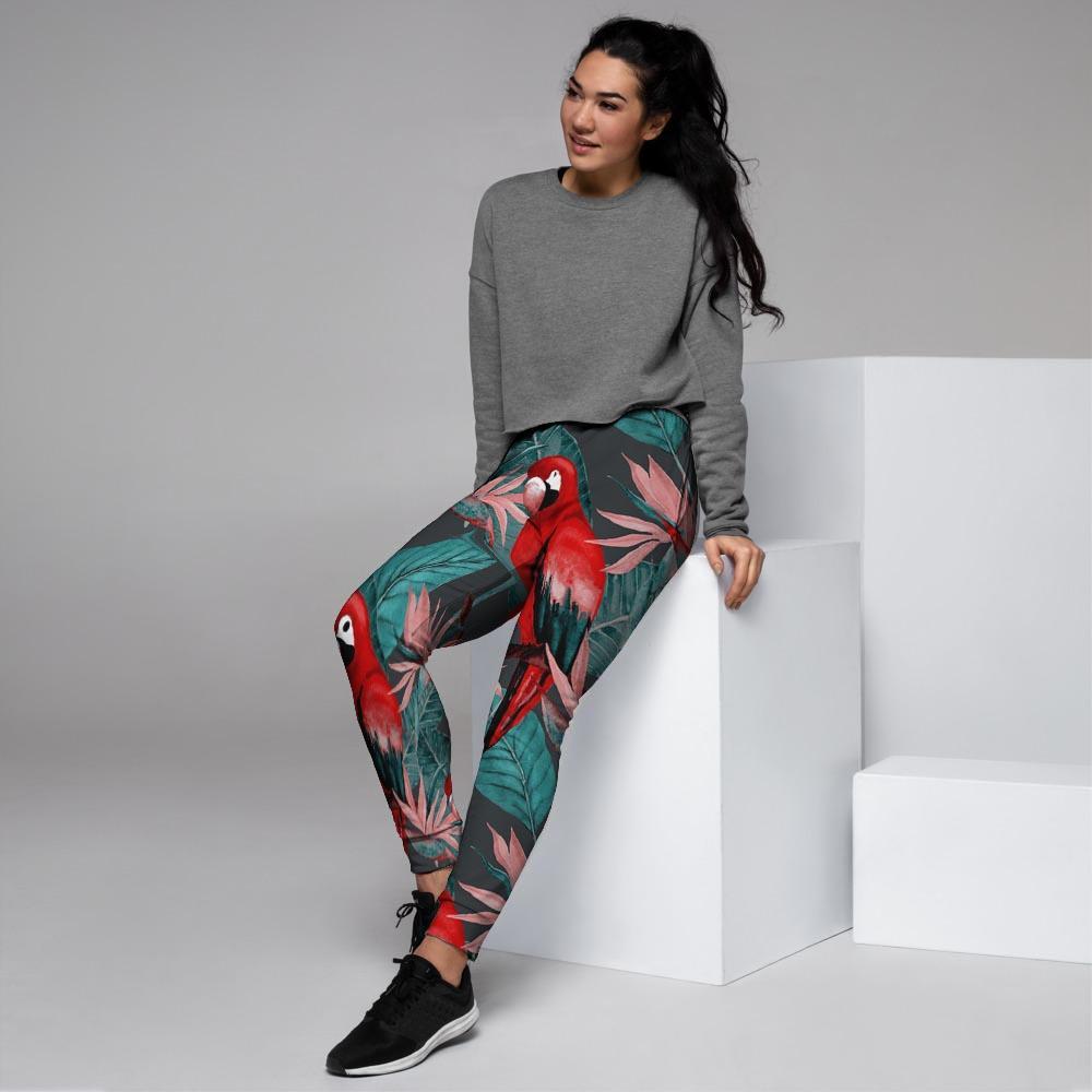 Watercolor Parrot Tropical Print Women's Joggers-grizzshop