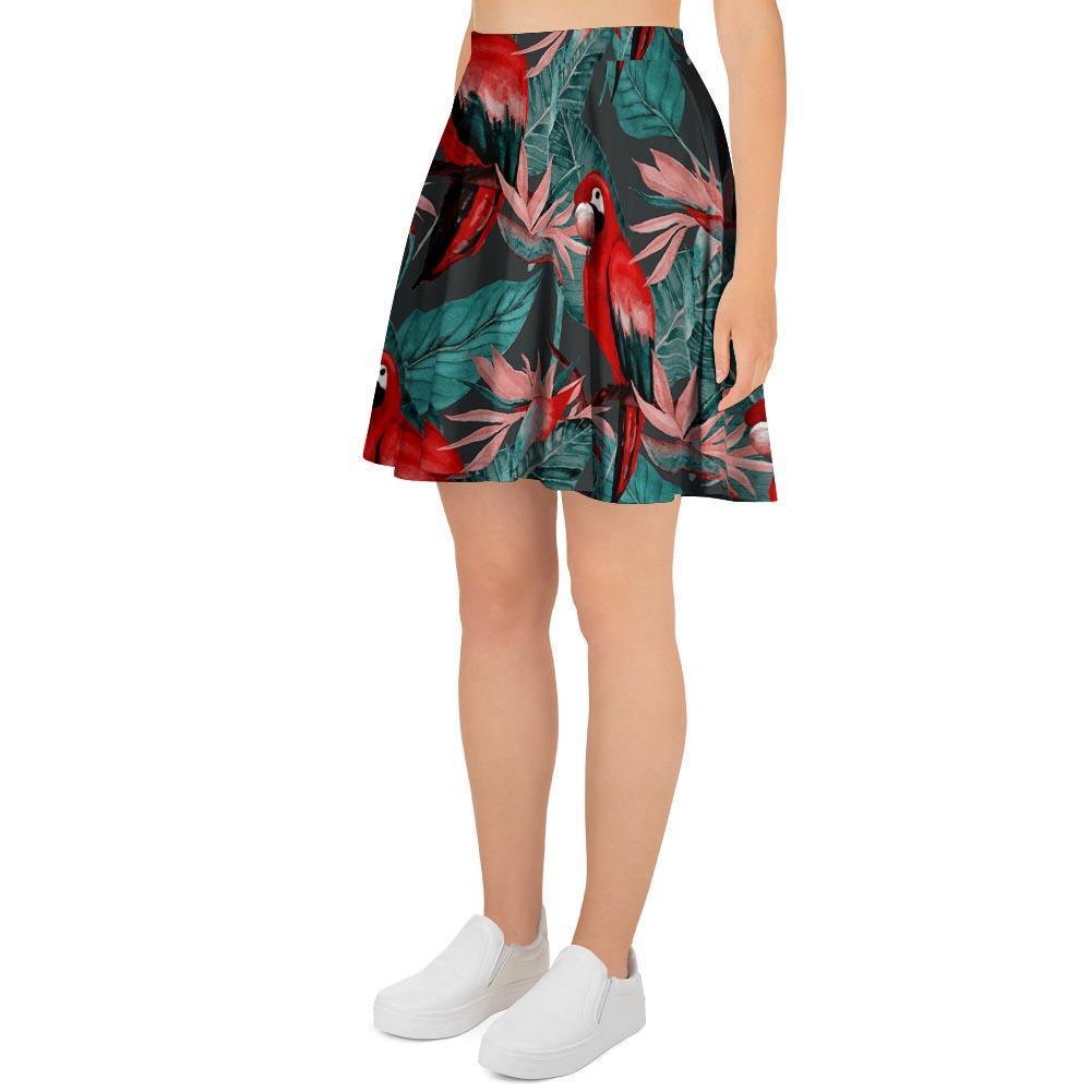 Watercolor Parrot Tropical Print Women's Skirt-grizzshop