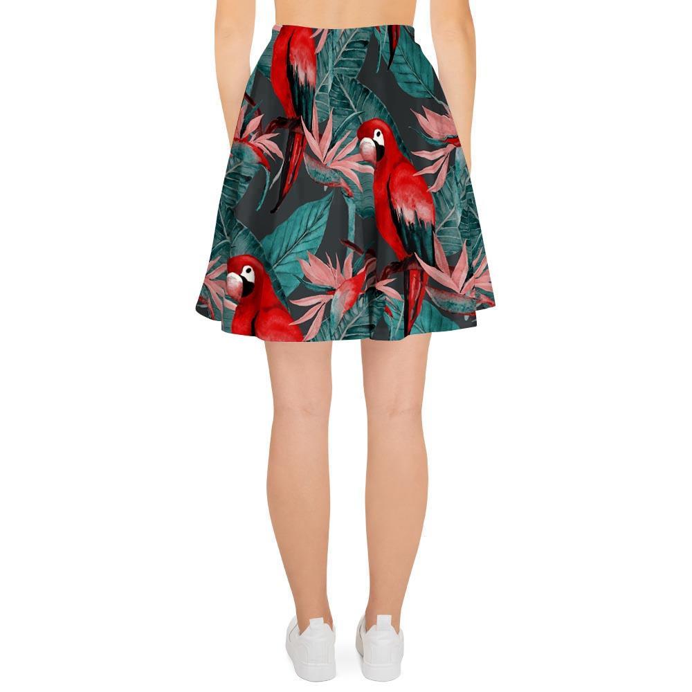 Watercolor Parrot Tropical Print Women's Skirt-grizzshop