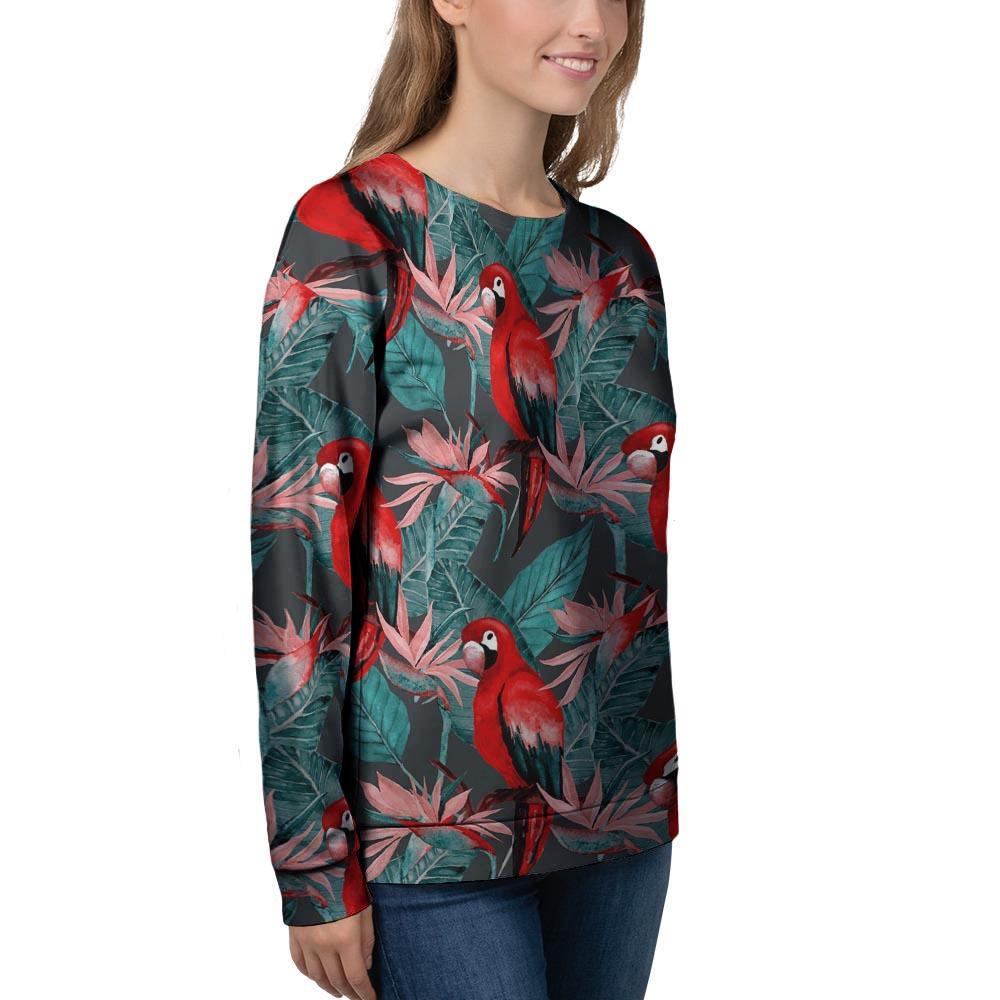 Watercolor Parrot Tropical Print Women's Sweatshirt-grizzshop