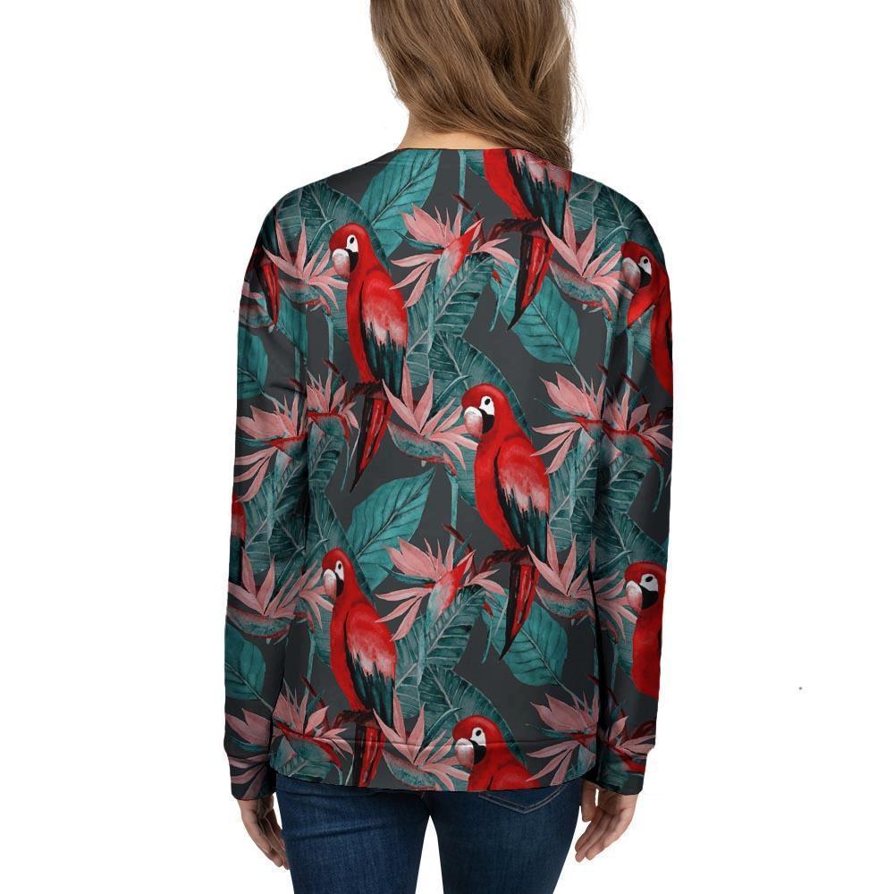 Watercolor Parrot Tropical Print Women's Sweatshirt-grizzshop