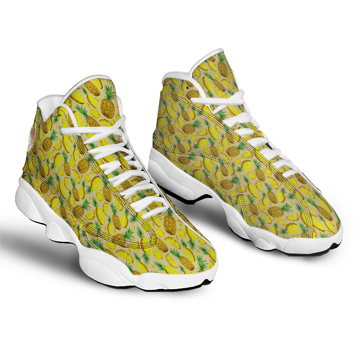 Watercolor Pineapple Beige Print Pattern White Basketball Shoes-grizzshop